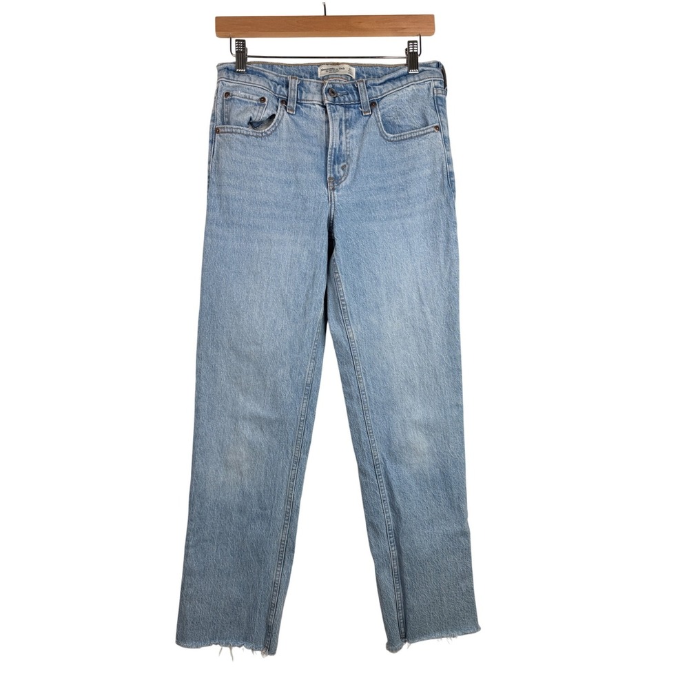 Abercrombie & Fitch Womens The '90s Straight Mid Rise Jeans size 27 Blue Denim